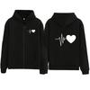 Women Heartbeat Printed Zipper Hoodie Autumn Winter Women Outdoor Sports Fashion Simple Long Sleeve Fleece Sweatshirts