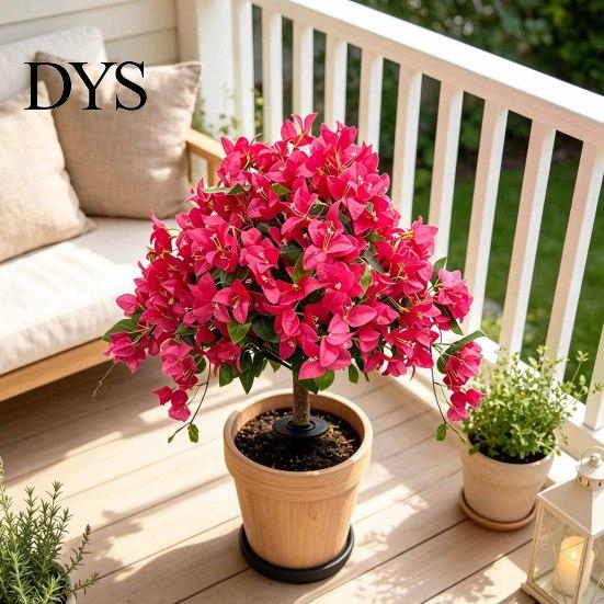 Realistisches Heim-Ornament Künstlicher Bougainvillea-Kugelbaum, Kunstseidenblumen mit Erdspieß, UV-beständige Blumen für die Haustür