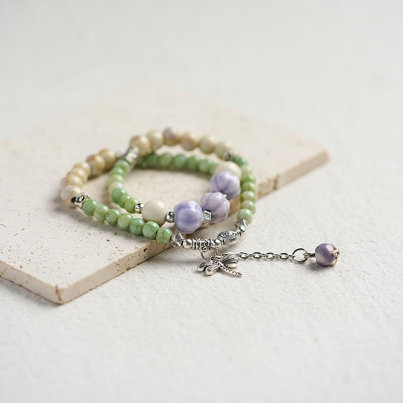 Jingdezhen Ceramic Bracelet Jewelry Double-layer Stacked Beaded Gold List Title Bracelet Wholesale