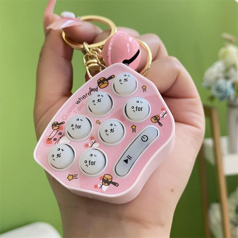 Mini Luminous Whack-a-Mole Game Keychain: Fun Decompression Toy with Sound for Students