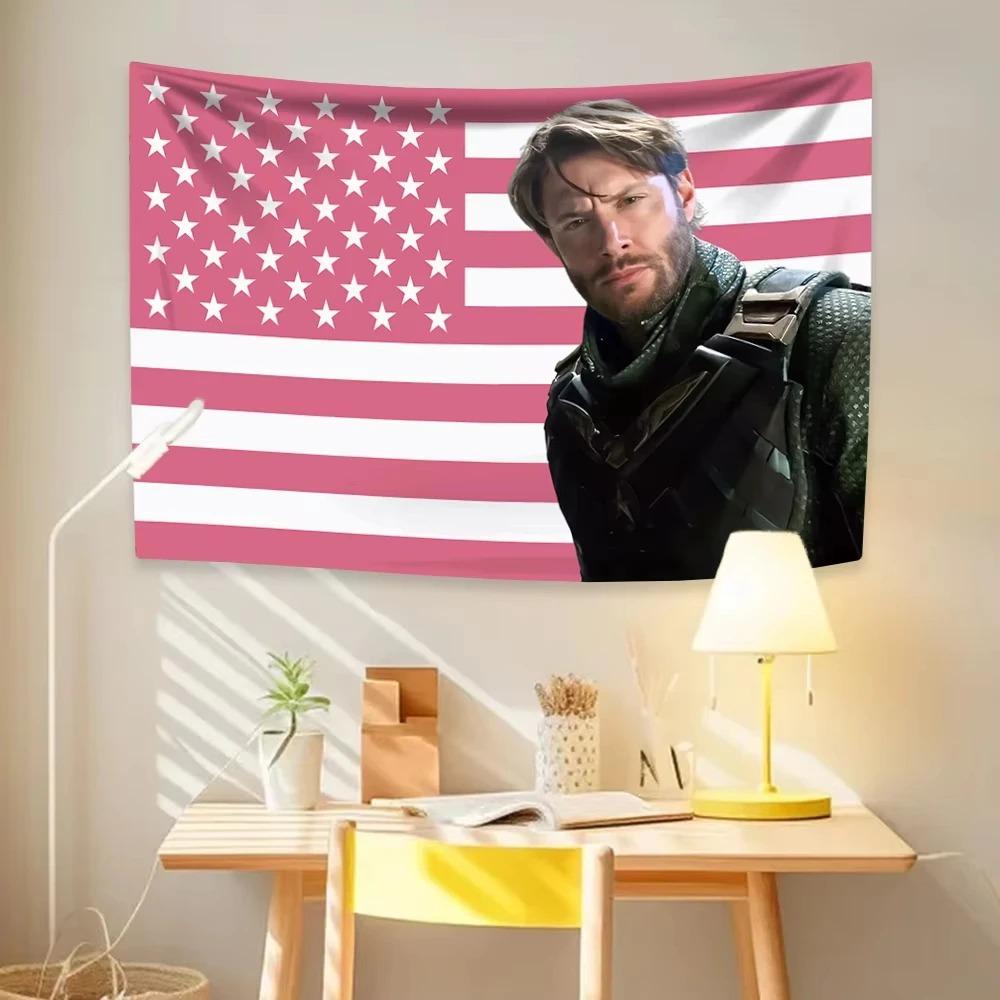 J-Jensen Ackles American Flag Inspired Soft Polyester Tapestry Bedroom Dorm Wall Hanging Supernatural Fandom Decor