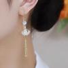 Niche Fashion Design Sense, One Leaf Gets Rich, Ginkgo Biloba Anti-loss Earphones, Advanced Sense Shows Face, Thin and Long Fringed Earrings
