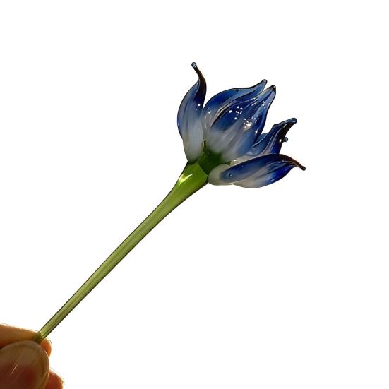 Yousheng Mini Glass Flower Figurine Handmade Faux Crystal Transparent Flower Bouquet Collectible Hand Blown Table Ornament for Mother's Day Birthday