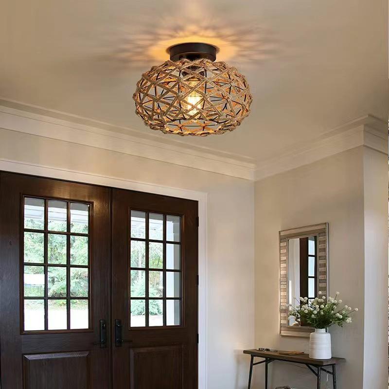 Vintage Woven Vine Ceiling Lamp - Industrial Style for Hallway, Living Room, Dining Room, Bedroom, Study
