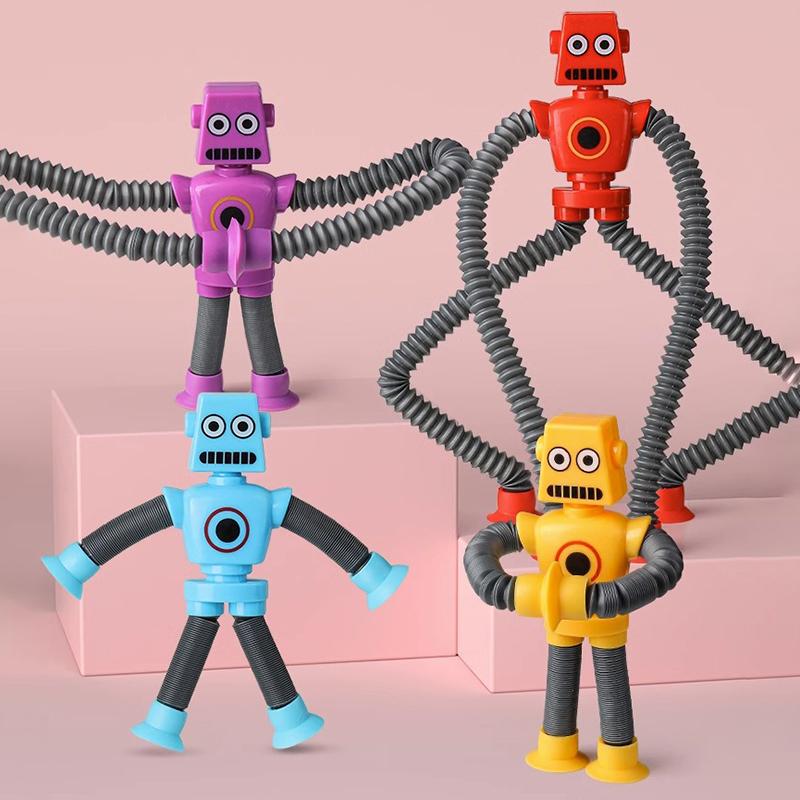 Tub elastic Robot Jucărie Puzzle Noutate Decompresie Creativ Desene Animat Ventuză Arcuri Telescopic Robot Jucării Cadouri pentru copii