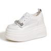 Little white shoes women's 2025 summer new thick-soled muffin shoes inner height increase women's shoes breathable hollow casual sports net shoes