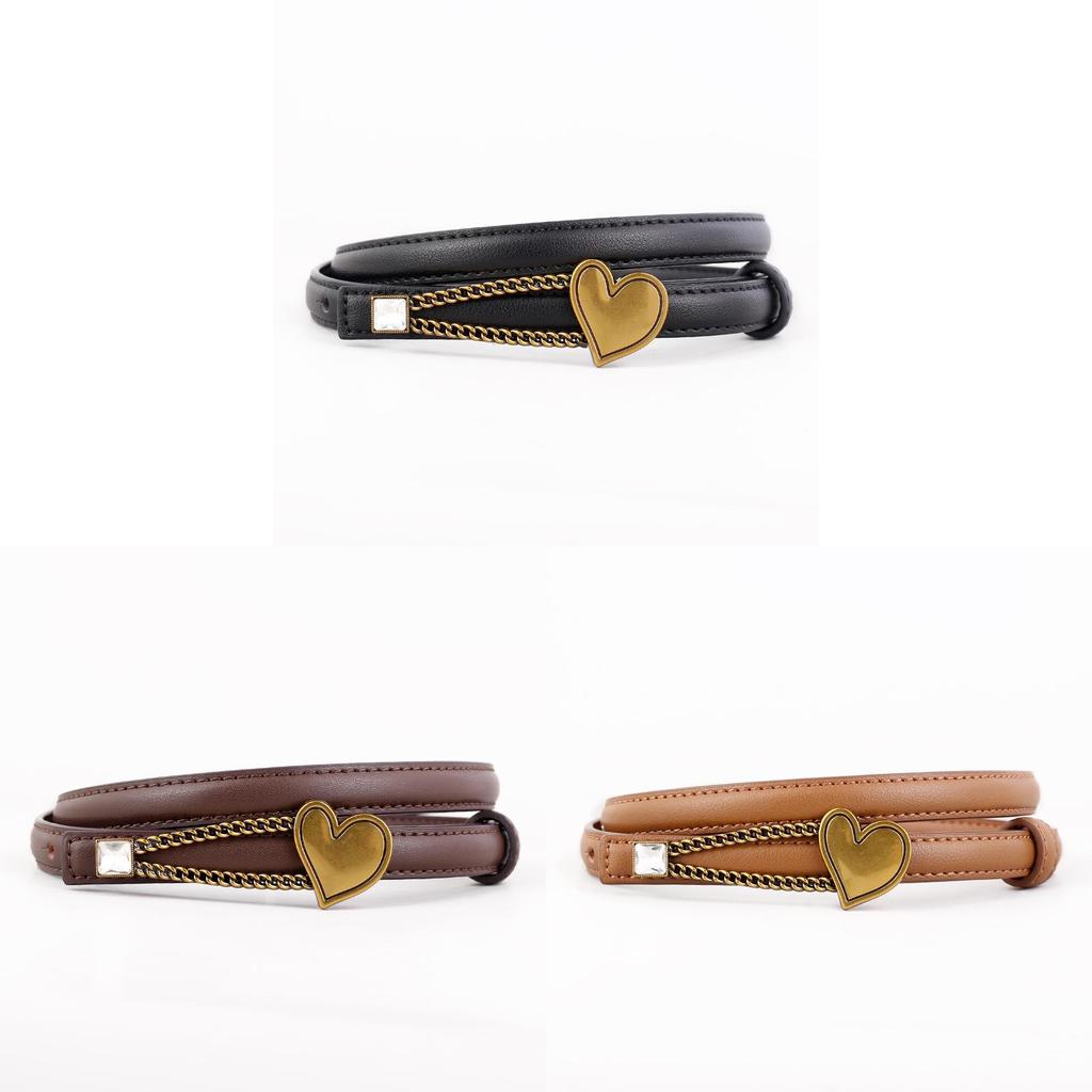 Womens Leather Belt With Heart Chain For Casual And Office Wear