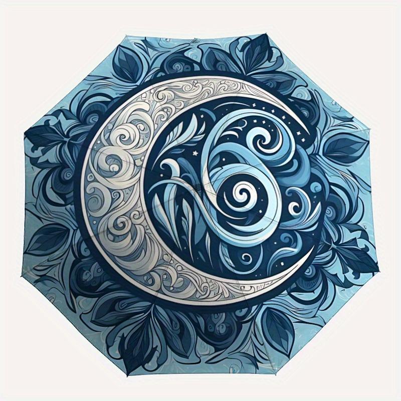 

1pc Moon Swirls Automatic Open/Close Umbrella, Portable Folding Umbrella for Travel, Themed Events, It is suitable as a gift for various festivals, Ou