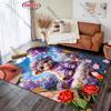 Pink Farmhouse Cow Rug with Floral and Heart Accents carpet for home sofa bedroom, gift
