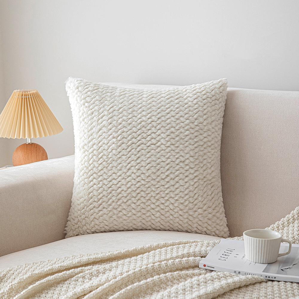 

Ins Чехол на подушку из кроличьего меха с цветочным вырезом, однотонный, вязаной текстуры, для дома, гостиной, дивана, подушка-кушон, подушка для изголовья кровати 30 * 50Cm without core