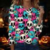 Women's Halloween Printed Long Sleeve Neck Pullover Top