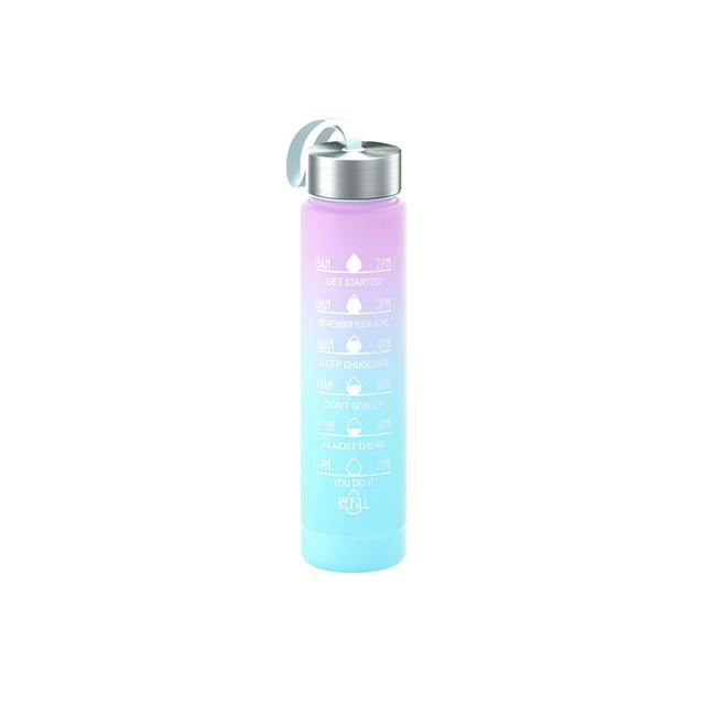 Large Capacity Sports Water Bottle With Straw Portable Handle Heat-resistant Outdoor Frosted Plastic Gradient Color Space Kettle