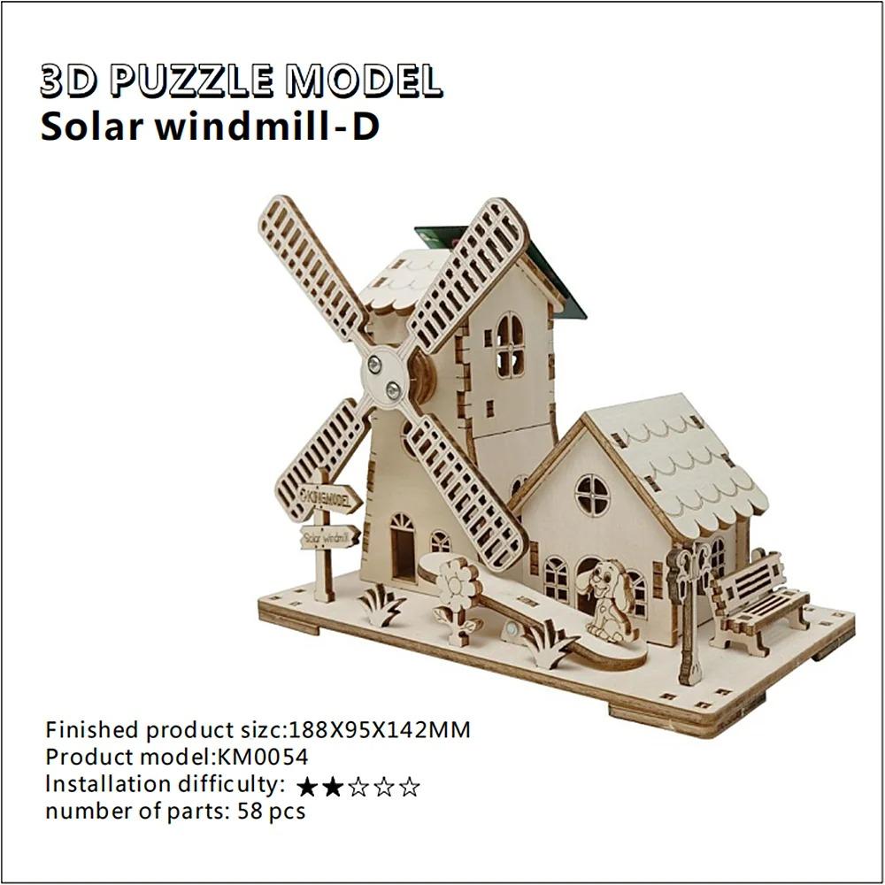 3D Puzzle Solar Windmühle Spielzeug Wissenschaftliches Spielzeug DIY Physik Bausatz für Kinder Modell Solarenergie Technologie Experiment Stem Bausatz