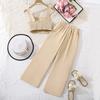 Girls' Fashionable Outfit - Summer Children's Solid-color Camisole Top and Casual Pants Set