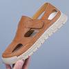 Baotou Hole Shoes Men's One-pedal Velcro Casual Men's Shoes Breathable Mesh Hollow Large Size Handmade Sandals