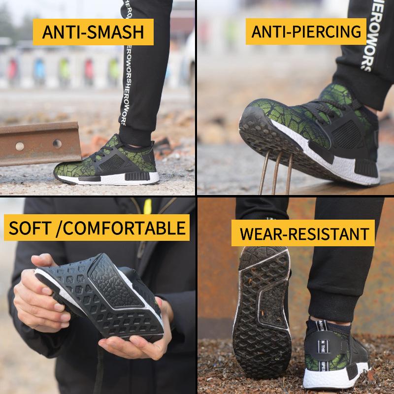 Pantofi de lucru cu bombeu de oțel anti-zdrobire și anti-perforare, pantofi de siguranță cu gleznă joasă, pantofi de siguranță