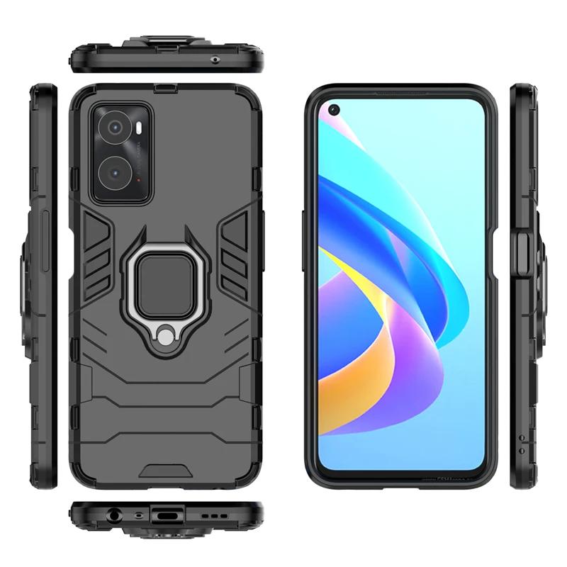Para OPPO A36 A79 A96 4g Cubierta Trasera Funda de Teléfono Armadura a Prueba de Golpes Anti-Caída Soporte de Anillo Metálico Magnético Protección Funda Coque Estuches