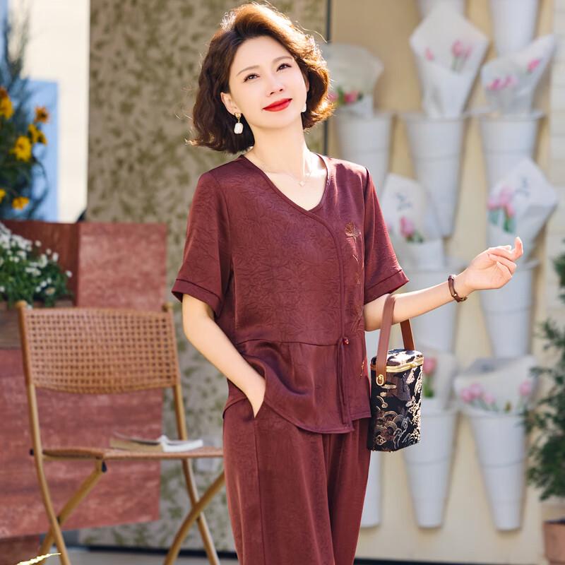 Women's Summer Short-Sleeve Top & Pants Set