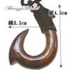 [Breezy Island] Hawaiian Accessory Koa Wood Pendant Fish Hook Size L - Hangs Up Good Fortune - Precious Hawaiian Koa Wood That Shines with an Amber