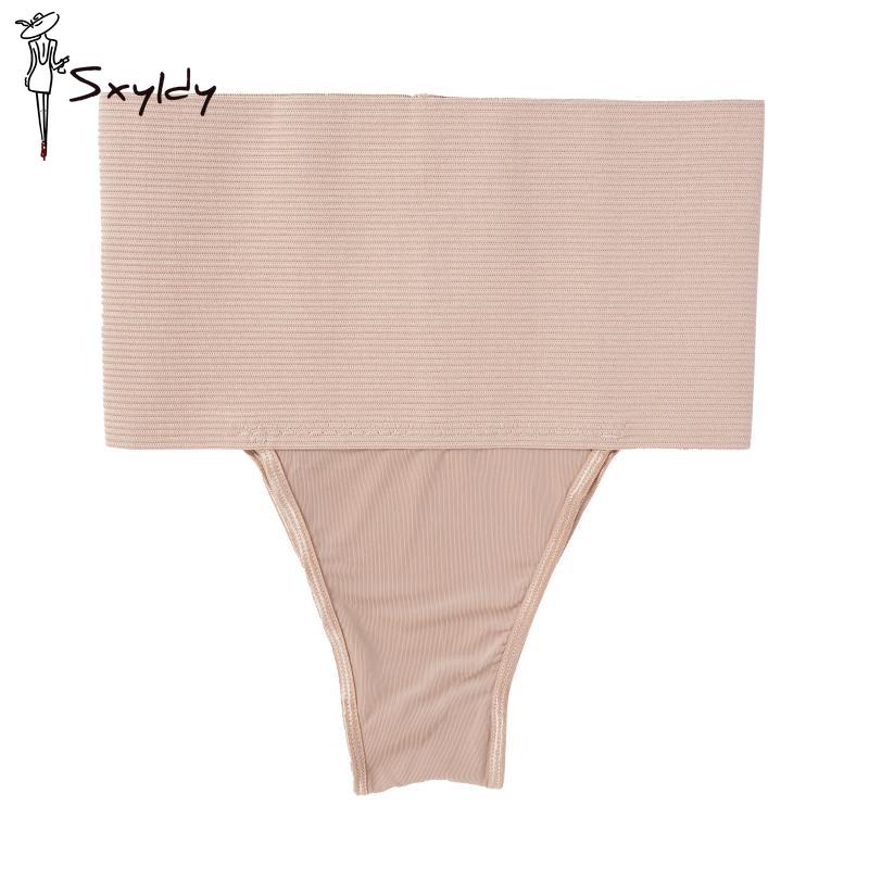 Womens High Waist Control Shaper Thongs Breathable Comfort Elastic Intimates Shapewear Panties Thongs High Waist Flat Belly