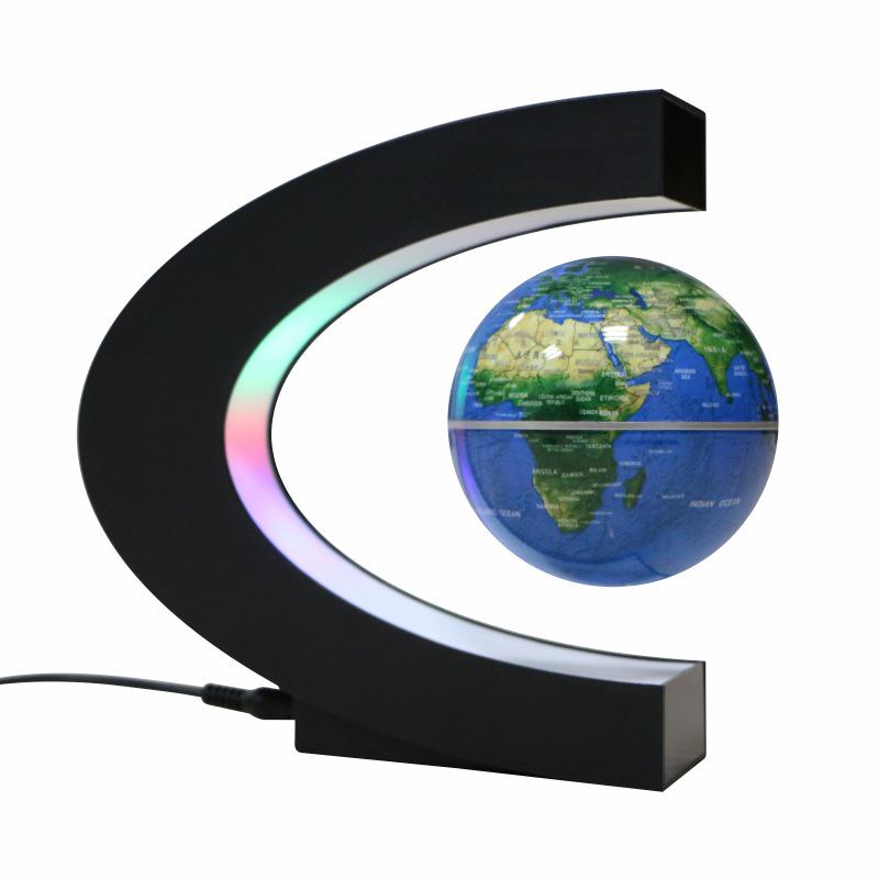 

Blue 3-Inch Magnetic Levitation Globe - C-Shaped Student Gift, Home Decoration, and Creative Office Ornament Blue English Globe