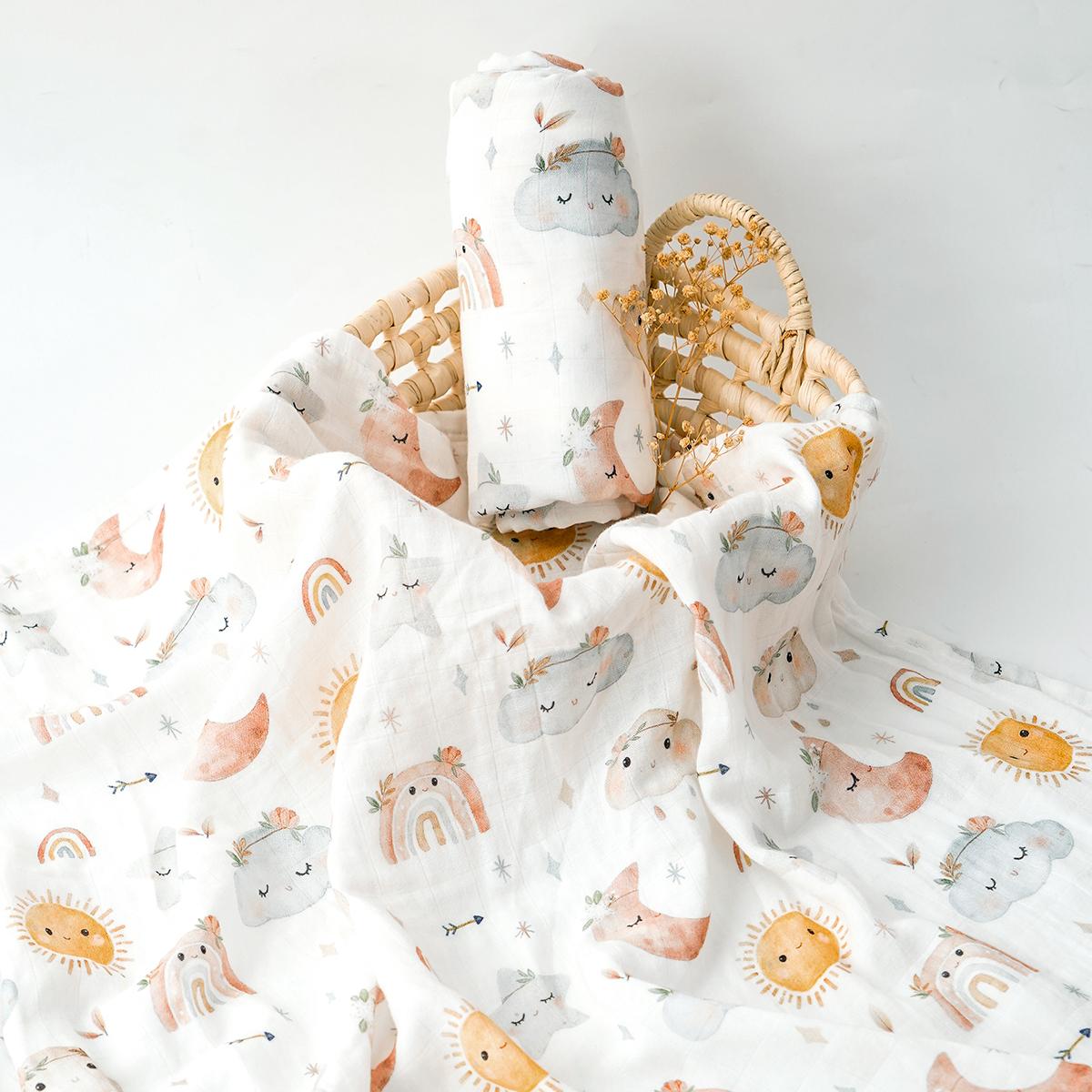 HappyFlute Nouvelle Pièce Impression Numérique Coton Bambou 2 Couches Museline Super Douce Couverture Enveloppante Haute Qualité Pour Couverture de Nouveau-né