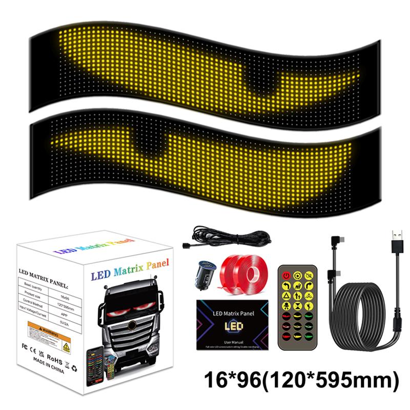 Devil's Eye Light Programmable led Windshield Display for Car Truck LED Matrix Panel Bluetooth App Remote Control Custom Animate