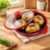 High-Capacity Nonstick Microwave Grill Pan with Cover, Durable Frying Tool for Effortless Kitchen Cooking