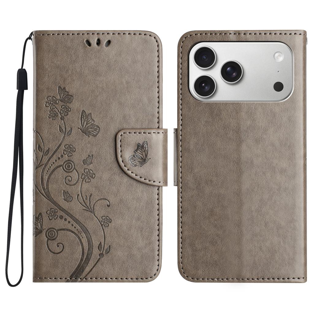 For iPhone 17 Pro Max Case Imprinted Mini Butterfly Leather Wallet Phone Cover