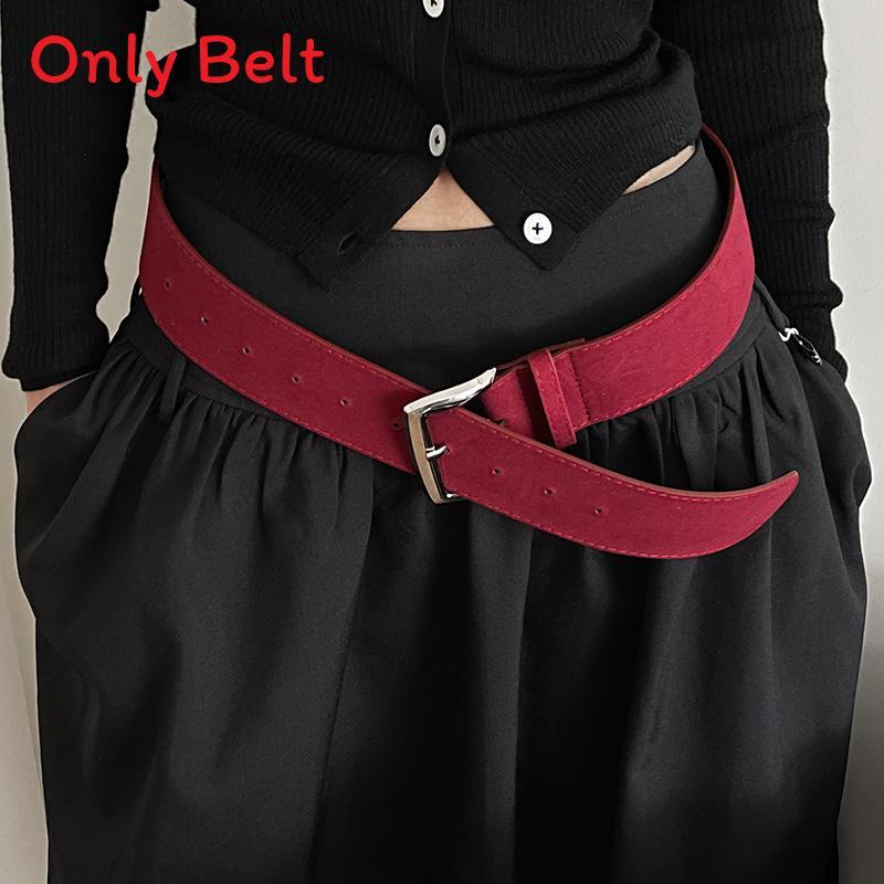 Vintage Style Pu Leather Belt For Women With Alloy Pin Buckle Suitable For Office Wear