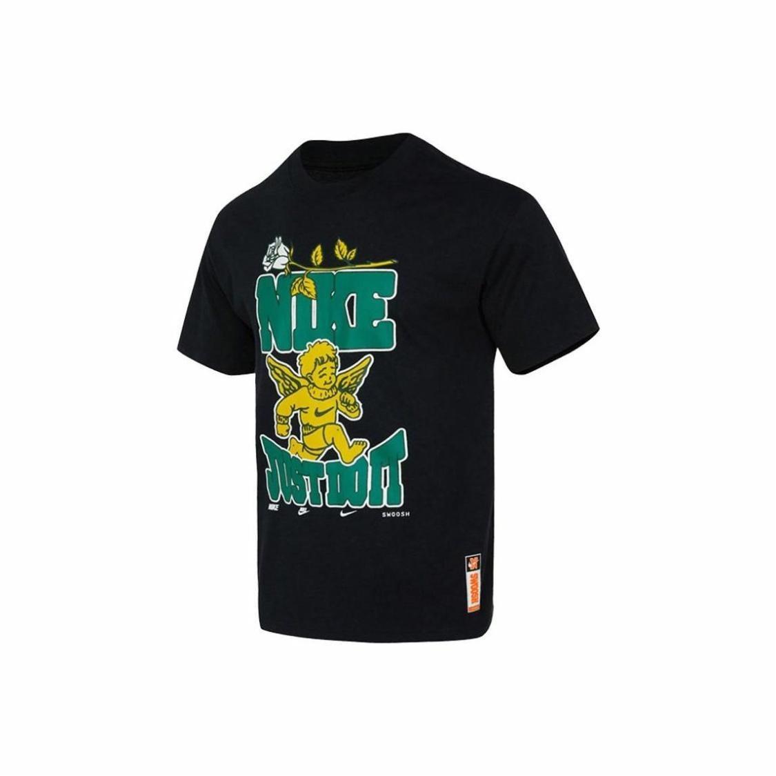 Nike logo cartoon print American-style short-sleeve T-shirt for men, black FD1323-010 M