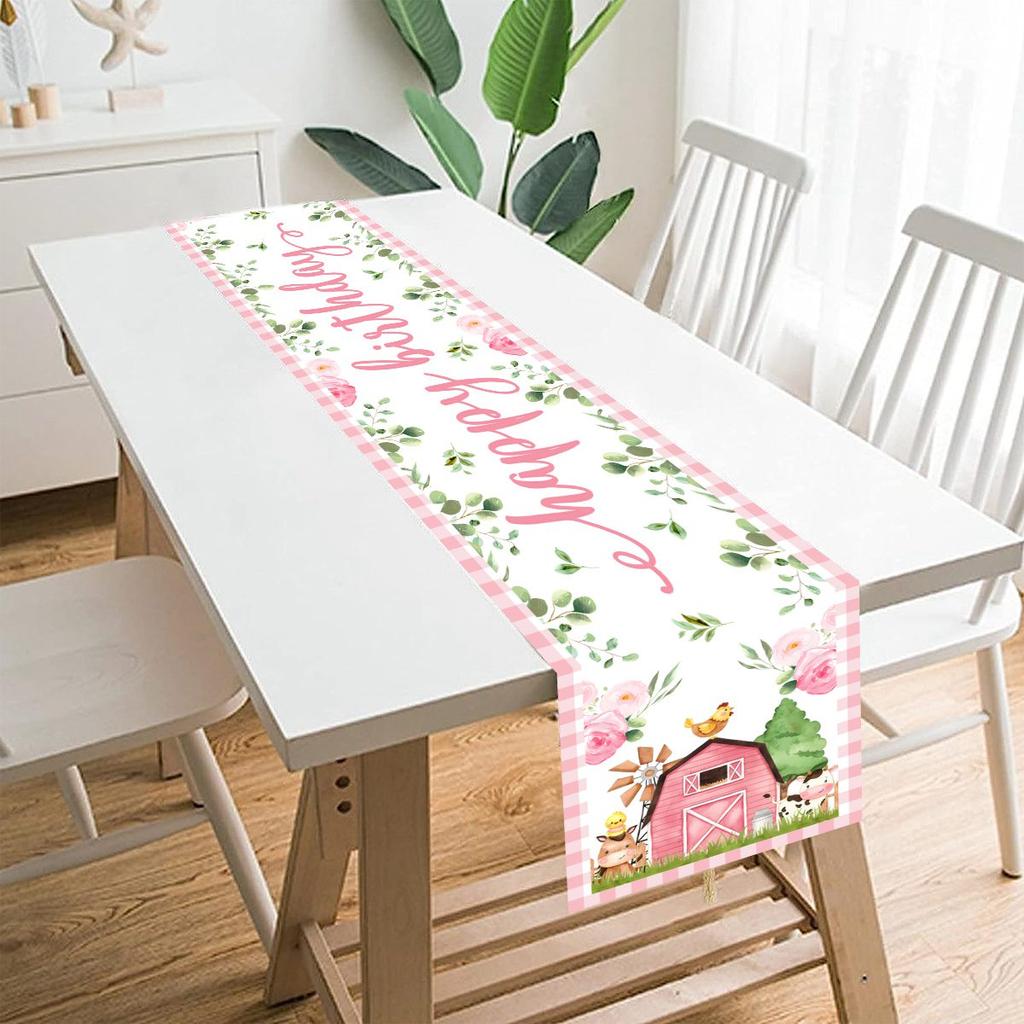Farm Animal Backdrop Banner Table Runner Birthday Party Decoration Baby Shower Cartoon Farmland Animals Party Background Decor