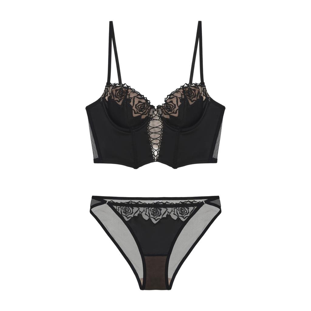 Retro Rose Korsettweste & BH-Set – Europäischer & Amerikanischer Taillenformer, Longline Französisches Design für Damen