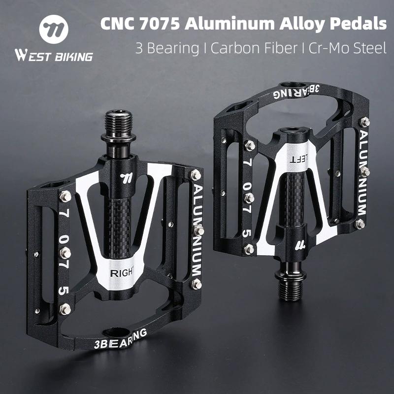 WEST BIKING Ultralight Bicycle Pedal CR-MO Axle 3 Bearings Bike Pedal Anti Slip Racing Pedal MTB Gravel Road Bike Accessories