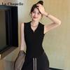 La Chapelle Women's POLO Neck Sleeveless Vest