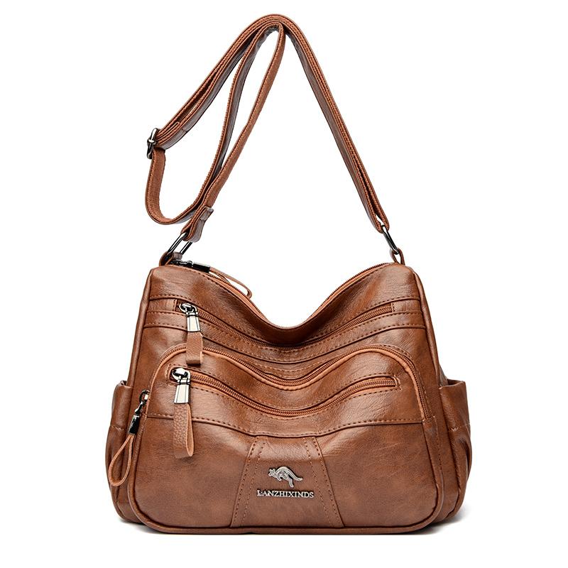 Genuine Brand Leather Shoulder Bag Casual Tote Bag Fashion Design Handbag Daily Commuter Messenger Bags Female Solid Color Purse