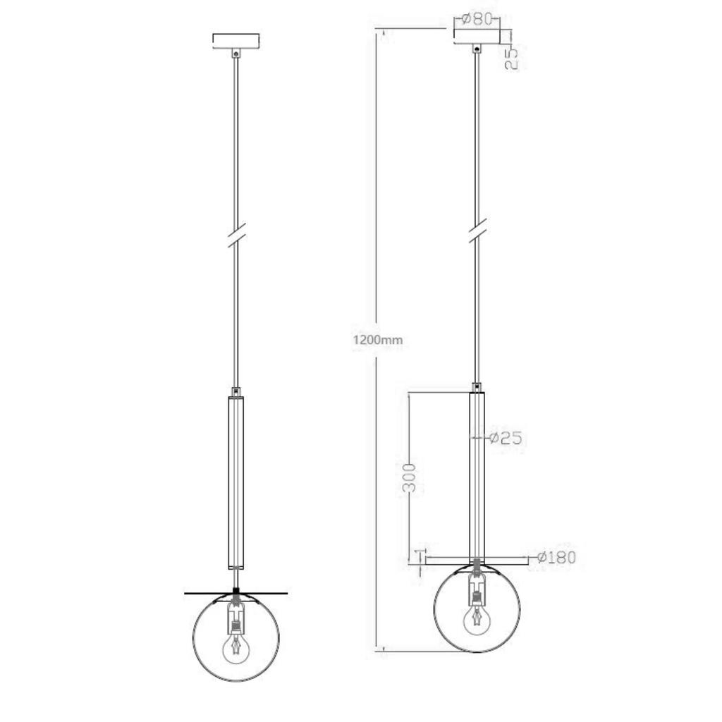 Lampa Wisząca Roma 1 E14 Czarny Light Prestige Lp-1345/1P Bk