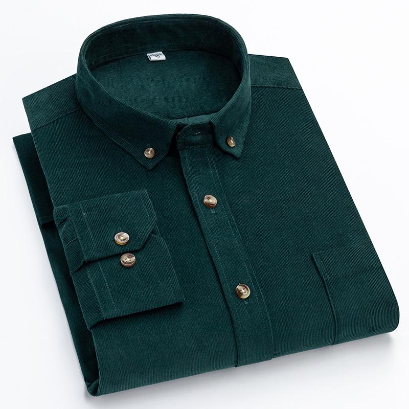 Winterhemd aus 100 % Baumwolle, Cord, für Herren, warm, langärmelig, normale Passform, pflegeleicht, bequem, für Herren, Büro, Outdoor, Kleidung, solide