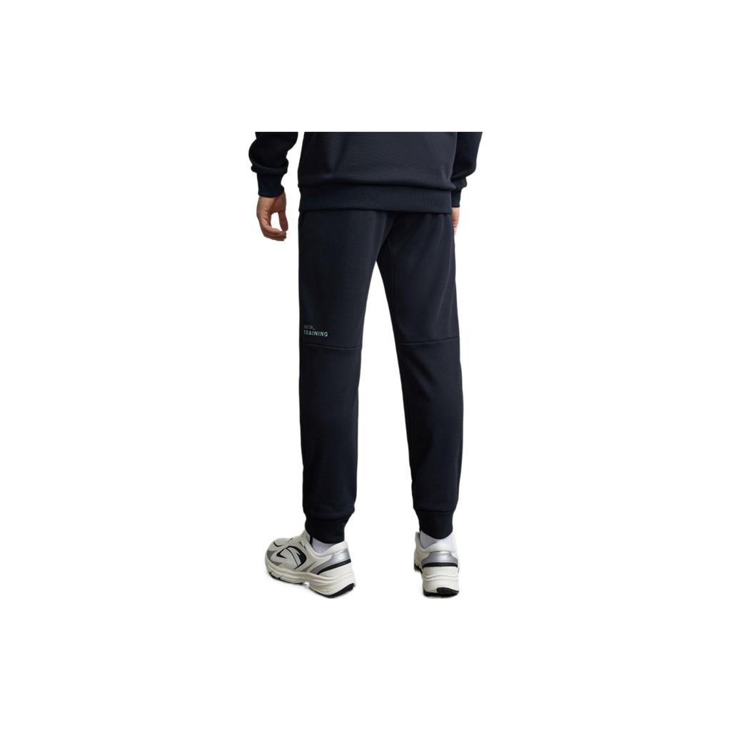 Anta Solid Print Elastic Waistband Sports Pants Men Bottoms Black 152247304-3