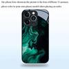 Ink Green Flowing Pattern Tempered Glass Black Phone Case For iPhone 17 16 15 14 13 12 11 Pro Max 17 Air 7 8 Plus XS X XR Cover