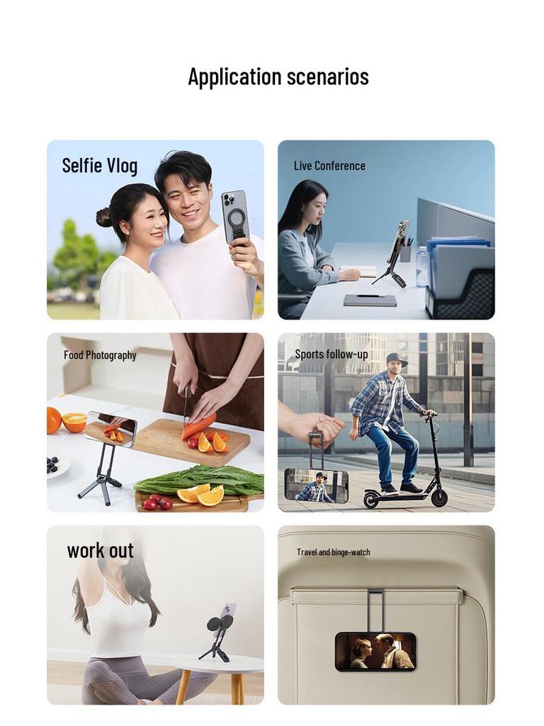 Portable Magnetic Phone Holder & Selfie Tripod Carabiner