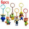 6PCS New Cute Zoo Keychain Cartoon Character Judy Nick Chief Bogo Keyring Hanging Couples Bag Decoration Festival Gift PVC Carry Mini Lightweight 2