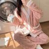 Ladies Pyjama Women Winter Flannel Pajama Set Fleece Pajamas Sleepwear Thick Warm Velvet Female Homewear Suit Cute Sweet Pijama