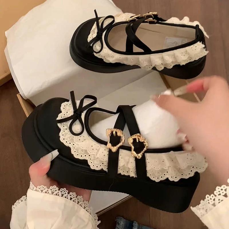 Designer Women's Mary Jane Shoes with Elegant Butterfly-Knot Thick Heel Fashionable Party Dress Footwear Platform Sandals