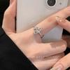 Gold Sliver Paved Diamond Universal Cuff Rings For Women Copper Inlaid Rhinestone Finger Accessory