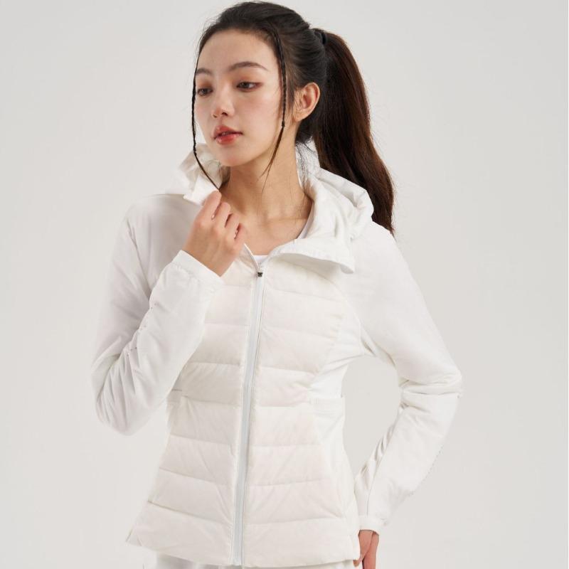 Light and thin sports down jacket slim and thin windproof hooded yoga fitness running outdoor warm jacket women