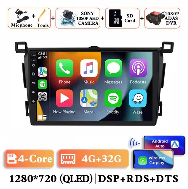 Android 14 Wireless Carplay Auto Car Radio for Toyota RAV4 Rav 4 2013 - 2018 Multimedia Player Navigation GPS 4G+WIFI Stereo RDS