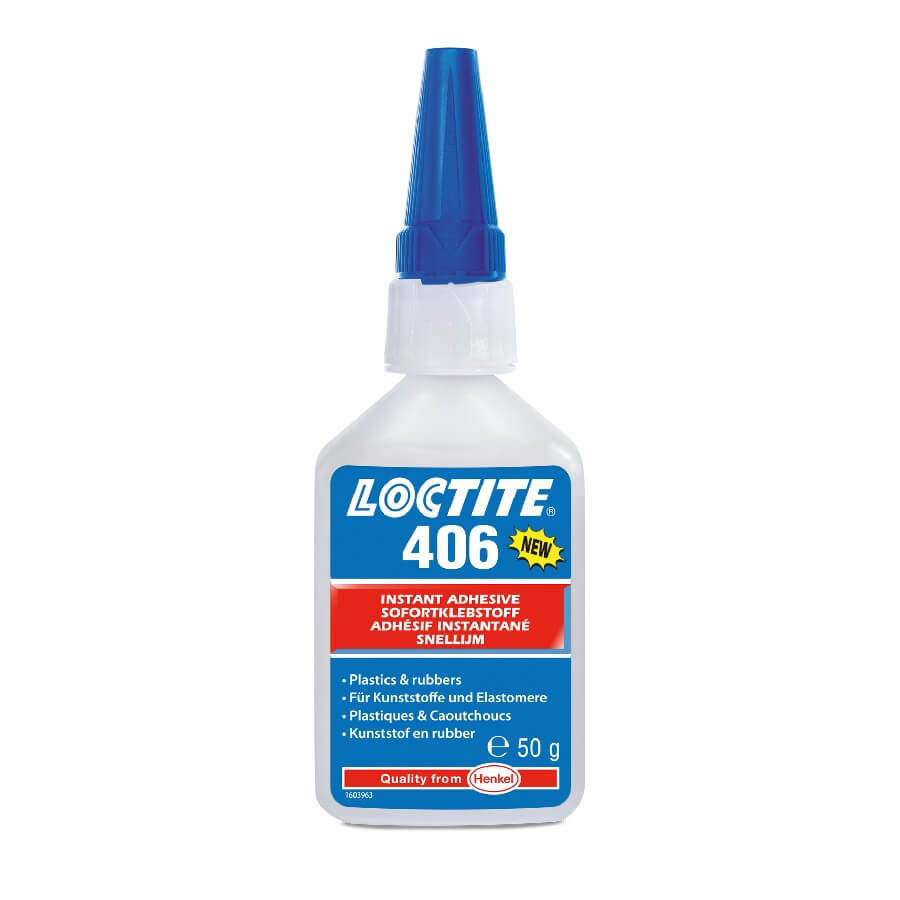 Loctite 406 Universele Secondelijm, Zeer Lage Viscositeit, Voor Zeer Snelle Verlijming Van Kunststoffen, Rubber En Andere Elastomeren 50ml