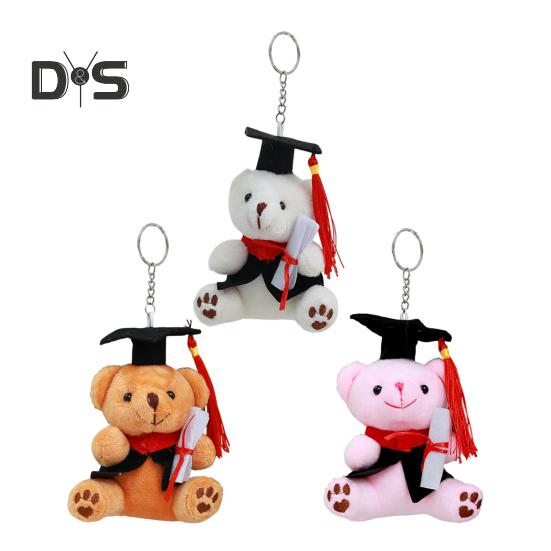 Eksamen Teddybjørn med PhD-hatt Hypoallergenisk Plysj Kosedyr Barn Følge Dukke Nøkkelringtilbehør & Skrivebordsdekor for Nyutdannede