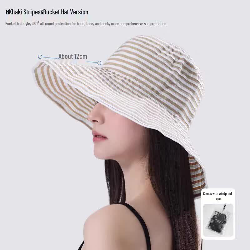 Zauo Women s UV Protection Striped Foldable Bucket Hat